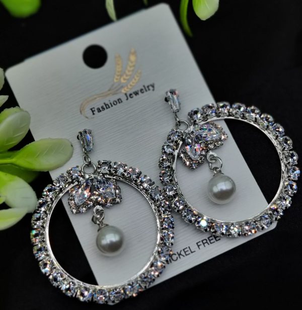imported-elegant-earrings-in-multiple-design-floral-hoop-floral-crystal-radiant-princess-dazzling-hoop-starburst-pearl-crystal-hoop-designs-best-quality-earrings-for-girls-women - 1