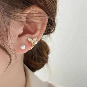 Korean Golden Fishtail Fashion Stud Earrings